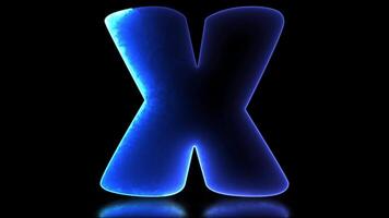 lowing looping letter X alphabet neon effect, black background video