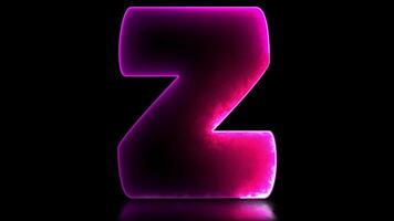 lowing looping letter Z alphabet neon effect, black background video