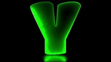 lowing looping letter Y alphabet neon effect, black background video