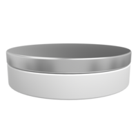 Silver round cylinder product stage podium. Empty silver podium. Podium for promotion product display. 3D rendering png