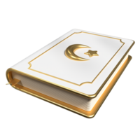 islamico d'oro santo Corano libro icona. d'oro santo Corano Ramadan icona. 3d interpretazione santo Corano isolato. Corano 3d icona illustrazione png