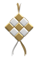 3d Rendern von golden Ketupat. golden Ketupat 3d machen Symbol. geeignet zum Ramadan und eid Dekoration png