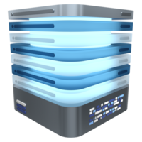 3D server icon. Glowing server. Computer server 3d render icon. Cloud computing. 3d render illustration png