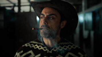 Cowboy smoke a cigar photo