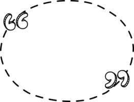 nero e bianca tratteggiata linea discorso bolla Palloncino con Quotazione segni, icona etichetta promemoria parola chiave progettista testo scatola striscione, piatto png trasparente elemento design