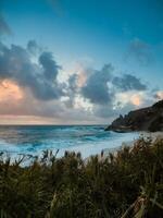 ocean coast with strong wind photo