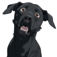 AI generated An illustration of a cute black dog in close-up png