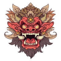 ai généré un illustration de une barong avec une rouge visage et brunâtre fourrure png