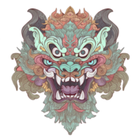 AI generated An illustration of a Barong with sharp fangs png