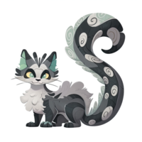 AI generated An illustration of a beautiful skunk with a long tail, mythic creature png