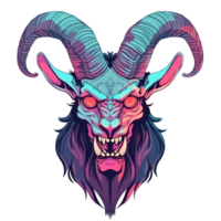 AI generated An illustration of the head of Baphomet with red eyes png