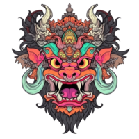 AI generated A red-faced barong with white horns png