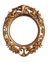 AI generated Antique gold picture frame isolated on transparent background, created with generative AI png