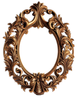 AI generated Antique gold picture frame isolated on transparent background, created with generative AI png