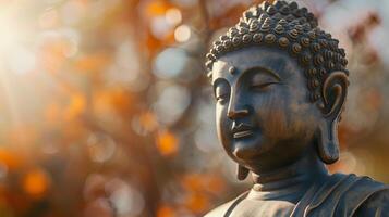 AI generated Closeup view of Zen Buddha statue photo