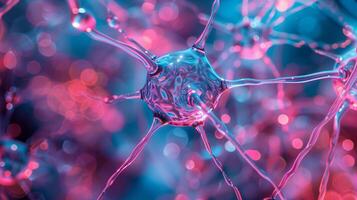 AI generated Abstract background with neuron cells, nervous system, microbiology concept photo