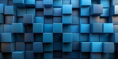 AI generated abstract 3d cubes or blocks blue background photo