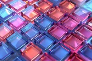 AI generated abstract 3d glass cubes or blocks colorful background photo