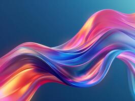 AI generated colorful smooth waves on blue background, abstract wallpaper photo