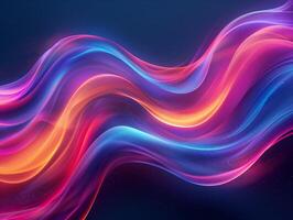 AI generated colorful smooth waves on blue background, abstract wallpaper photo