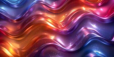 AI generated colorful liquid chrome waves abstract background, glossy finish wallpaper photo