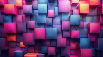 AI generated abstract 3d cubes or blocks colorful background photo