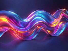 AI generated colorful smooth waves on blue background, abstract wallpaper photo