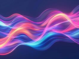 AI generated colorful smooth waves on blue background, abstract wallpaper photo