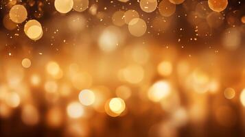AI generated Abstract gold bokeh background, holiday celebration background with golden particles, AI generative photo