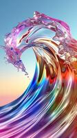 AI generated shiny crystal wave 3d colorful fluid, AI Generative photo