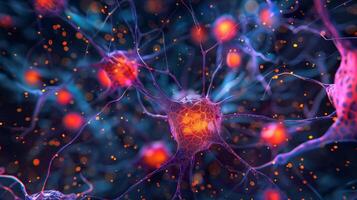 AI generated Abstract background with neuron cells, nervous system, microbiology concept photo