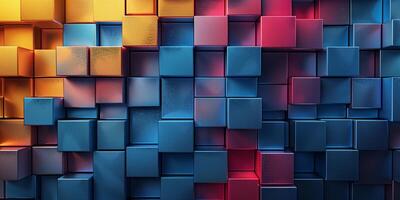 AI generated abstract 3d cubes or blocks colorful background photo