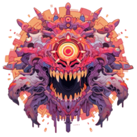 AI generated Dungeon Dweller Delight Monster Character Tee Illustration png