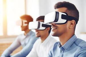 ai generado realidad virtual, negocio reunión conferencia. neural red ai generado foto