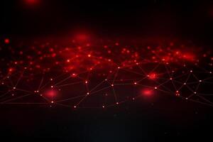 AI generated image. Dark red abstract background with a network grid photo