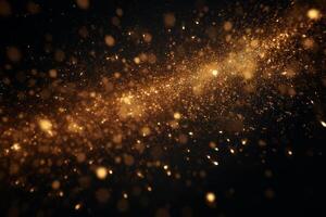 AI generated image. Abstract Christmas background. Golden glittering particles photo