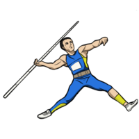 Javelin Thrower in Mid-Throw Illustration png