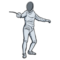 Fencer in Action Pose png