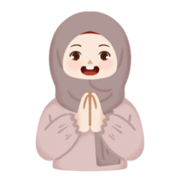 cute muslim kid greeting eid mubarak cartoon character png