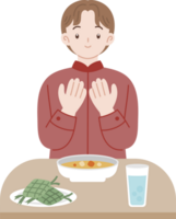 muslim cartoon character praying before a meal png