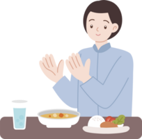 muslim cartoon character praying before a meal png