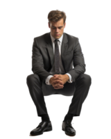 AI generated a man in a suit sitting on the floor png