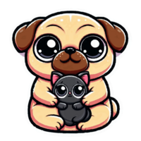 AI generated Cute dog holding baby cat cartoon animal nature png