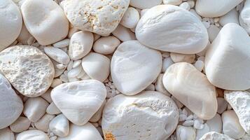 AI generated White pebble stones background. photo