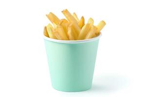 AI generated French fries isolated on white background. Fast food. photo