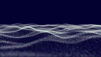 Abstract ribbon line with energy waves from futuristic hi-tech mesh particles glowing background video