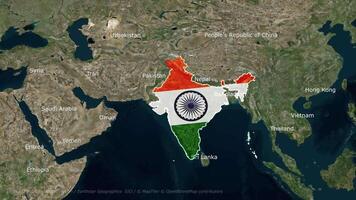 Inde carte dans drapeau animation video