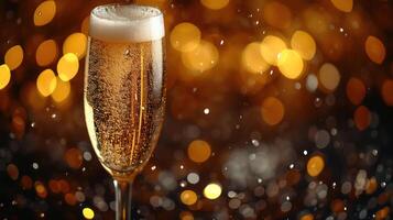 AI generated Glasses of champagne on bright background with bokeh effect photo