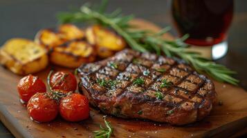 AI generated Delicious beef steak in restaurant for dinner photo