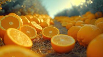 AI generated Orange fruit in the farm photo